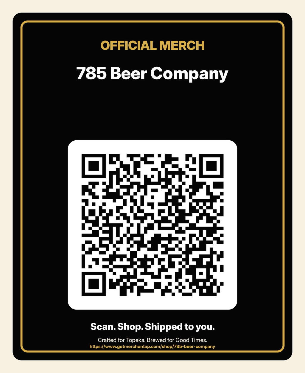 Opaque window cling, 9x11 in artwork for 785 Beer Company (20260628-font-render-v2)